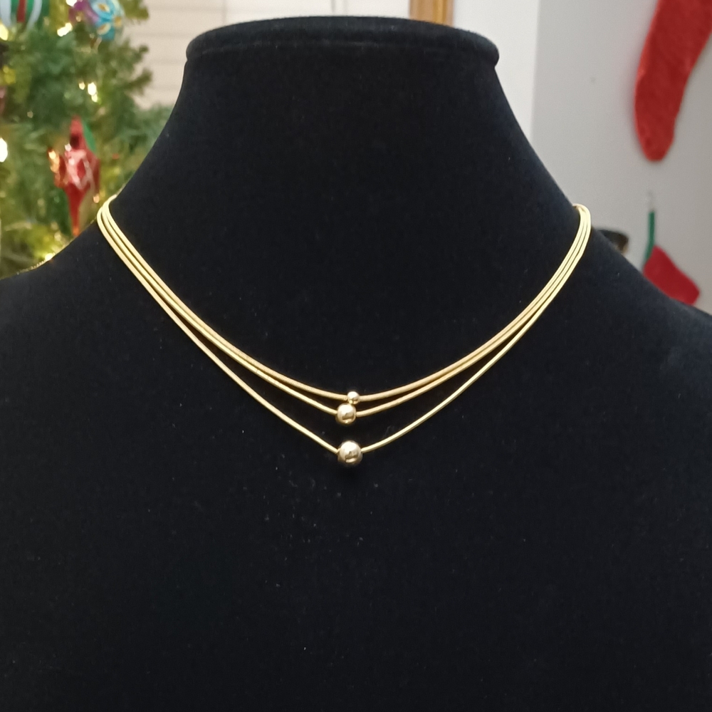 LAYERED GOLD TONE ORB NECKLACE QUALITY JEWELRY